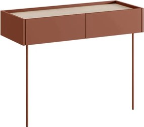 Masa de toaletă cu sertare și picioare metalice Desin 100 cm - verde măsliniu / stejar nagano - ceramic red / stejar nagano