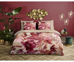 Lenjerie de pat roz-bej din bumbac satinat pentru pat de o persoană, extinsă 140x220 cm Chaja – Descanso