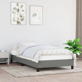 Cadru de pat, gri închis, 90 x 200 cm, material textil