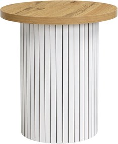 Set de 2 măsuțe de cafea rotunde, masă principală și măsuță laterală cu compartiment de depozitare, 75x75x50/45x45x35 cm, Culoare naturală