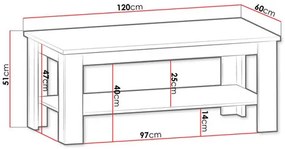 Măsuță cafea Patrick ST2 (pin andersen + Stejar lefkas). 1122800