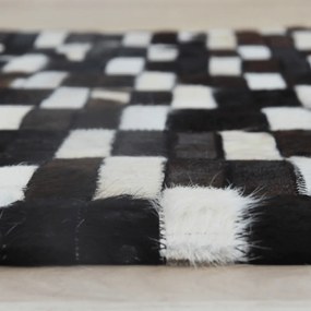 Covor de lux din piele, maro negru alb, patchwork, 141x200, PIELE DE VITA TYP 6