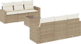 vidaXL Set canapele de grădină, 7 piese, cu perne, bej, poliratan