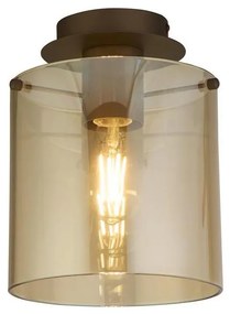 Searchlight 88911-1MO - Plafonieră SWEDEN 1xE27/60W/230V Ø22 cm maro/fumuriu