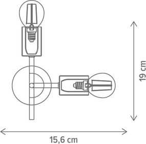 Aplică Klausen Aglet AP2 Modernă Auriu Alb 19x15.6x9cm 2xE27 Corp Iluminat Interior Elegant pentru Perete Design Rafinat Durabil Calitate Premium