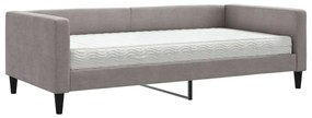 3196568 vidaXL Pat de zi cu saltea, gri taupe, 100x200 cm, textil
