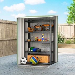 Outsunny Căsuță de Grădină 0,92m² din Oțel Galvanizat, Depozit pentru Unelte cu Ușă Blocabilă, Acoperiș Înclinat, 100x104x160 cm, Verde Deschis | Aosom Romania