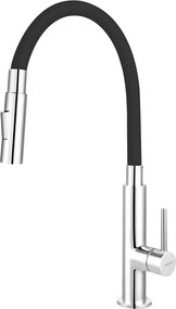 Baterie bucatarie Ferro Zumba Slim 2F negru cu pipa flexibila