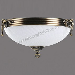 Plafoniera Omega cu Diam 33 cm, Desing Clasic, Finisaj Bronz Antic, Abajur Alb - Bussy Lighting 3035-52-44B