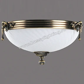 Plafoniera Omega cu Diam 33 cm, Desing Clasic, Finisaj Bronz Antic, Abajur Alb - Bussy Lighting 3035-52-44B