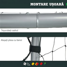 SPORTNOW Poartă Fotbal Mare 10ft x 6.5ft, Montaj Rapid, Perfectă pentru Antrenamente și Meciuri | Aosom Romania