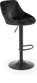 Scaun de bar rotativ H101, negru, stofa catifelata/otel, 47x45x84/106