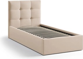 Pat maro deschis tapițat cu spațiu de depozitare cu somieră 90x200 cm Phaedra – Micadoni