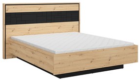Pat matrimonial 160 cm Pont LOZ/160 (cu somiera) (Stejar artisan + Negru mat). 1063045