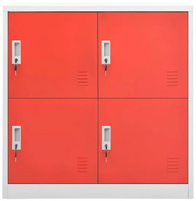 336434 vidaXL Dulap de vestiar, gri deschis și roșu, 90x45x92,5 cm, oțel