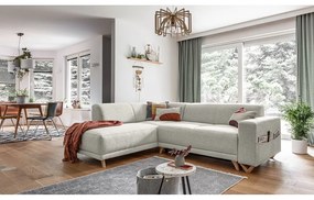 Colțar bej extensibil/cu spațiu de depozitare (cu colț pe partea stângă/în formă de ”L”) Classy Sophie – Miuform