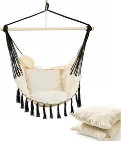 Scaun suspendat bej HANGO cu suport negru