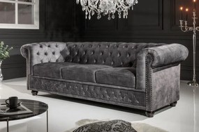 Canapea clasica stil englezesc Chesterfield 3 locuri, gri