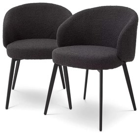 Set de 2 scaune cu brate design LUX Lloyd, boucle negru 115989 HZ
