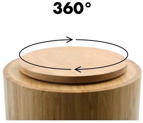 Organizator de baie în culoare naturală pentru cosmetice/rotativ, din bambus Isalys – MSV