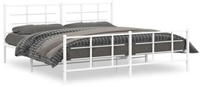 355634 vidaXL Cadru de pat metalic cu tăblie de cap/picioare, alb, 193x203 cm
