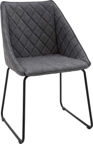 Scaun tip fotoliu Office, structura metalica, piele ecologica - GRI ANTRACIT