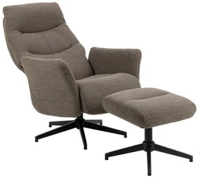 Fotoliu gri/maro de relaxare cu tapițerie din țesătură bouclé London – Actona