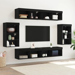 vidaXL Centru de divertisment 8 pcs Stejar negru 40 x 28.5 x 40 cm