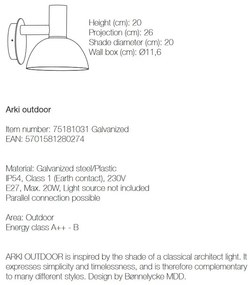Aplica de perete exterior IP54, Arki 75181031 NL
