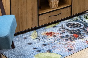 ANDRE 33550 covor lavabil condimente bucatarie, anti-alunecare - albastru / verde