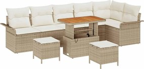 vidaXL Set de canapele pentru grădină cu pernă 9 pcs Bej și crem