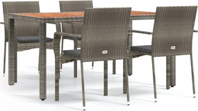vidaXL Set mobilier de grădină cu perne, 5 piese, gri, poliratan