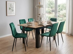 Masa extensibila de dining MADO 120/160x80 cm, negru/artisan stejar
