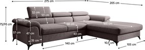 Set canapea extensibilă, maro, dreapta, HORTY ROH