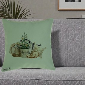 Perna Decorativa Colt Cozy de Craciun Boho, 40x40 cm, Verde, Husa Detasabila, Perna Inclusa, BEKZ®