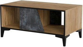 Masuta cafea OVO, gri beton/stejar, PAL laminat/plastic, 90x50x39 cm