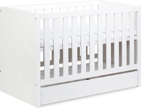 Pătuț lemn masiv alb pentru bebeluși Amelie II 120×60 cm /Stejar - Stejar deschis, Nu