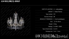 Candelabru Maria Theresa cu 8 brate, cristal Bohemia L14 011/08/2