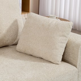 HOMCOM Canapea 3 locuri bej cu tapițerie Raindrop din catifea, șezut adânc, perne cu arcuri, brațere late și 4 perne | Aosom Romania