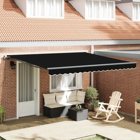 vidaXL Copertină Manual Negru 400 × 350 cm Poliester