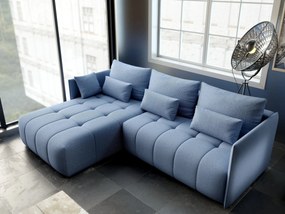 Colțar extensibil dumonde cu ladă de depozitare si sezut confortabil din spuma high-density, Malta Enjoy Blue 235x185 cm