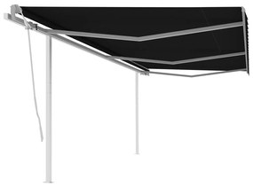 Copertina retractabila manual cu stalpi, antracit, 6x3,5 m