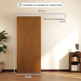 HOMCOM Ușă Culisantă 90x210 cm, Kit Montaj pentru Dulapuri, Șină, Efect Lemn Maro | Aosom Romania