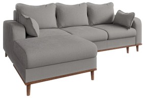 Colțar gri deschis cu tapițerie din catifea reiată (cu colț pe partea stângă ) Beata – Ropez