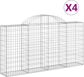 vidaXL Coșuri gabion arcuite 4 buc, 200x30x100/120 cm fier galvanizat