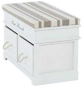 Bancă cu pernă, 2 sertare, alb/maro deschis, SEAT BENCH 1 NEW