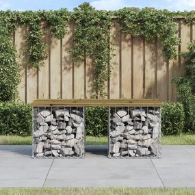 834340 vidaXL Bancă grădină, design gabion, 103x44x42 cm, lemn pin impregnat