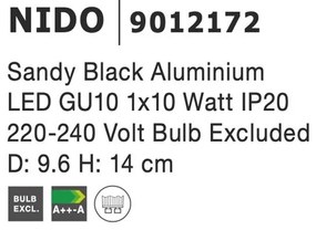 Spot aplicat tavan aluminiu NIDO negru