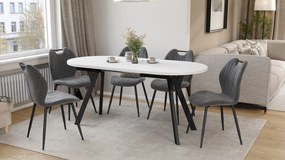 Mazzoni Masă ovală extensibilă ALMO Alb Mat / picioare negre
