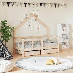 834540 vidaXL Cadru de pat cu sertare de copii, 70x140 cm, lemn masiv de pin